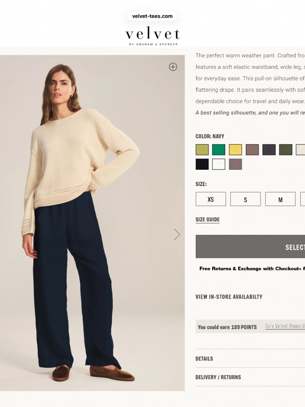 VELVET BY GRAHAM & SPENCER LOLA THE LINEN PANT/NWOT